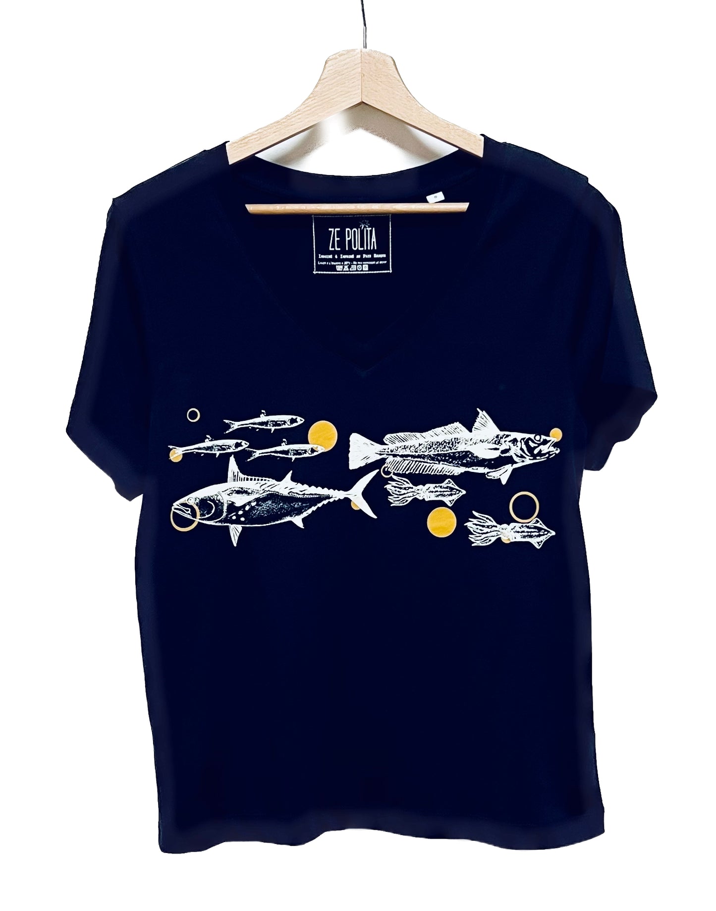 T-shirt femme col V - FRITURE DU JOUR BONJOUR