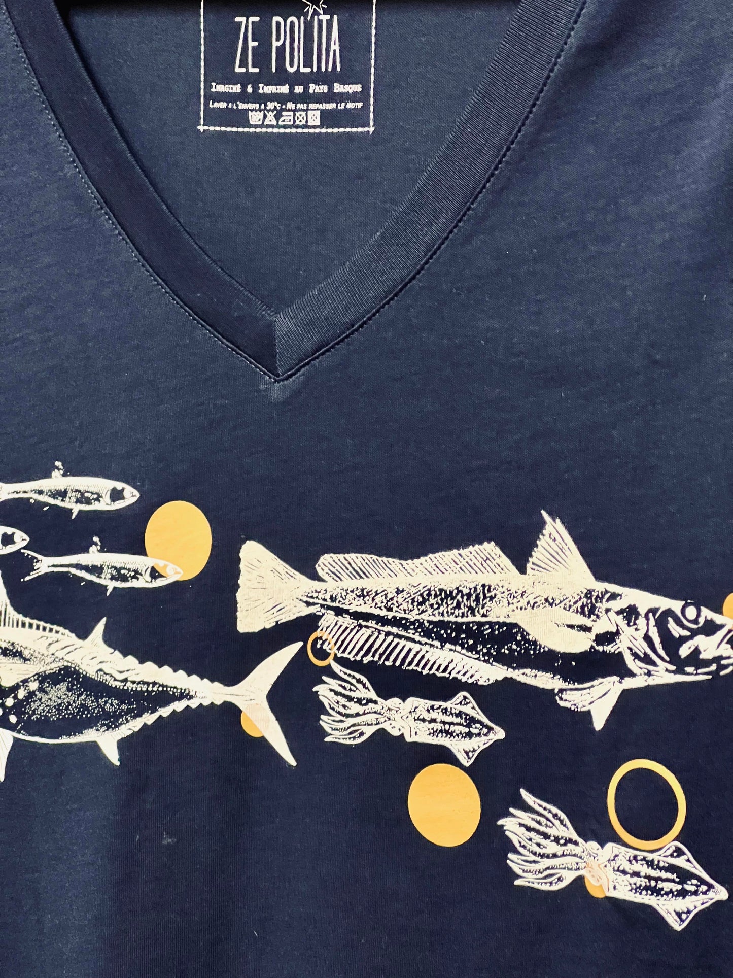 T-shirt femme col V - FRITURE DU JOUR BONJOUR