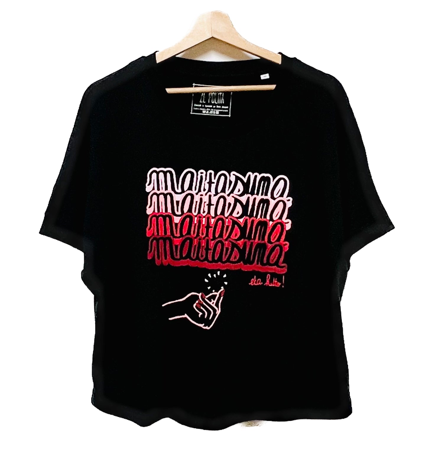 T-shirt femme col rond oversized - MAITASUNA ETA KITTO !