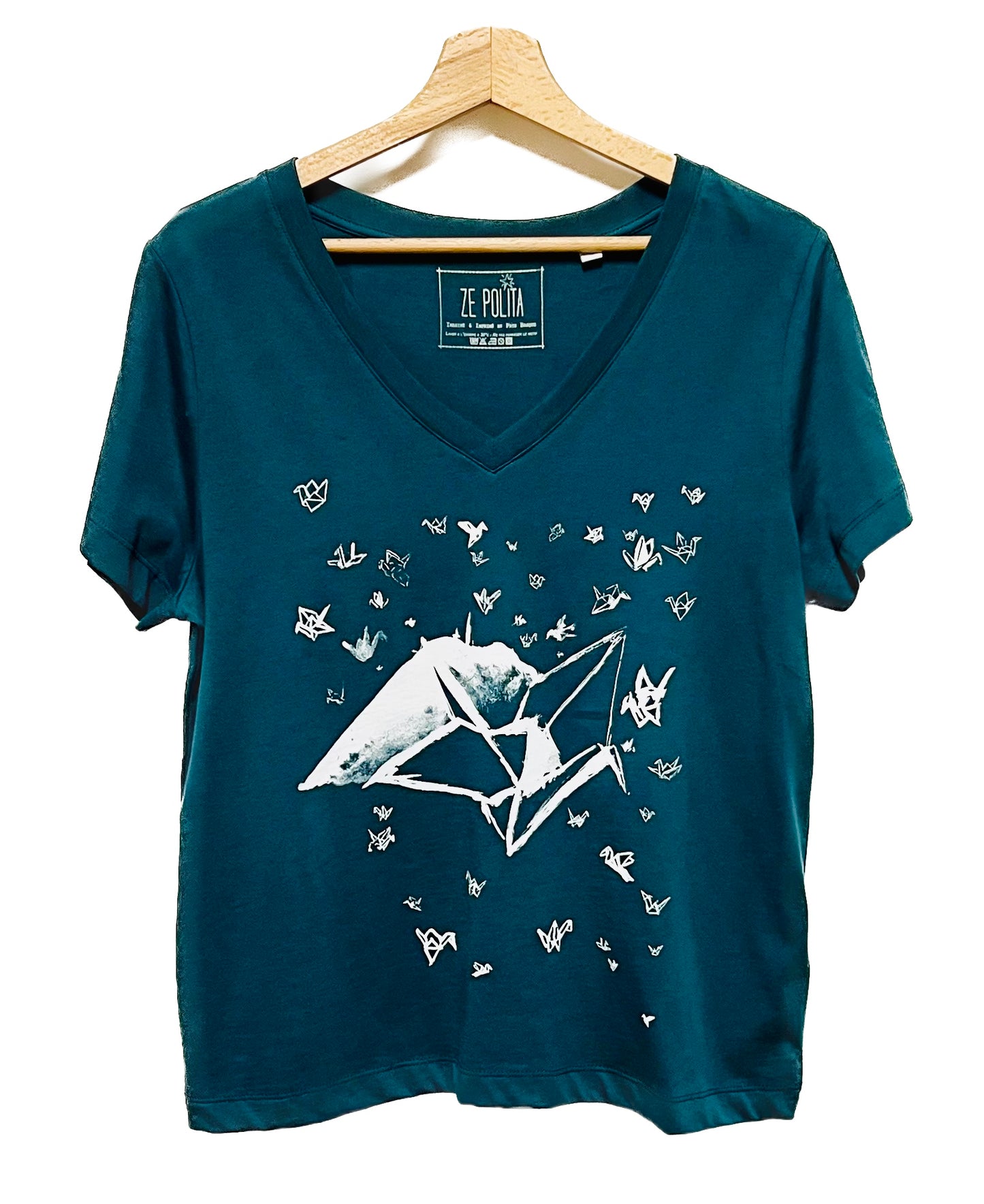 T-shirt femme col V - 1000 GRUES SUR LA RHUNE