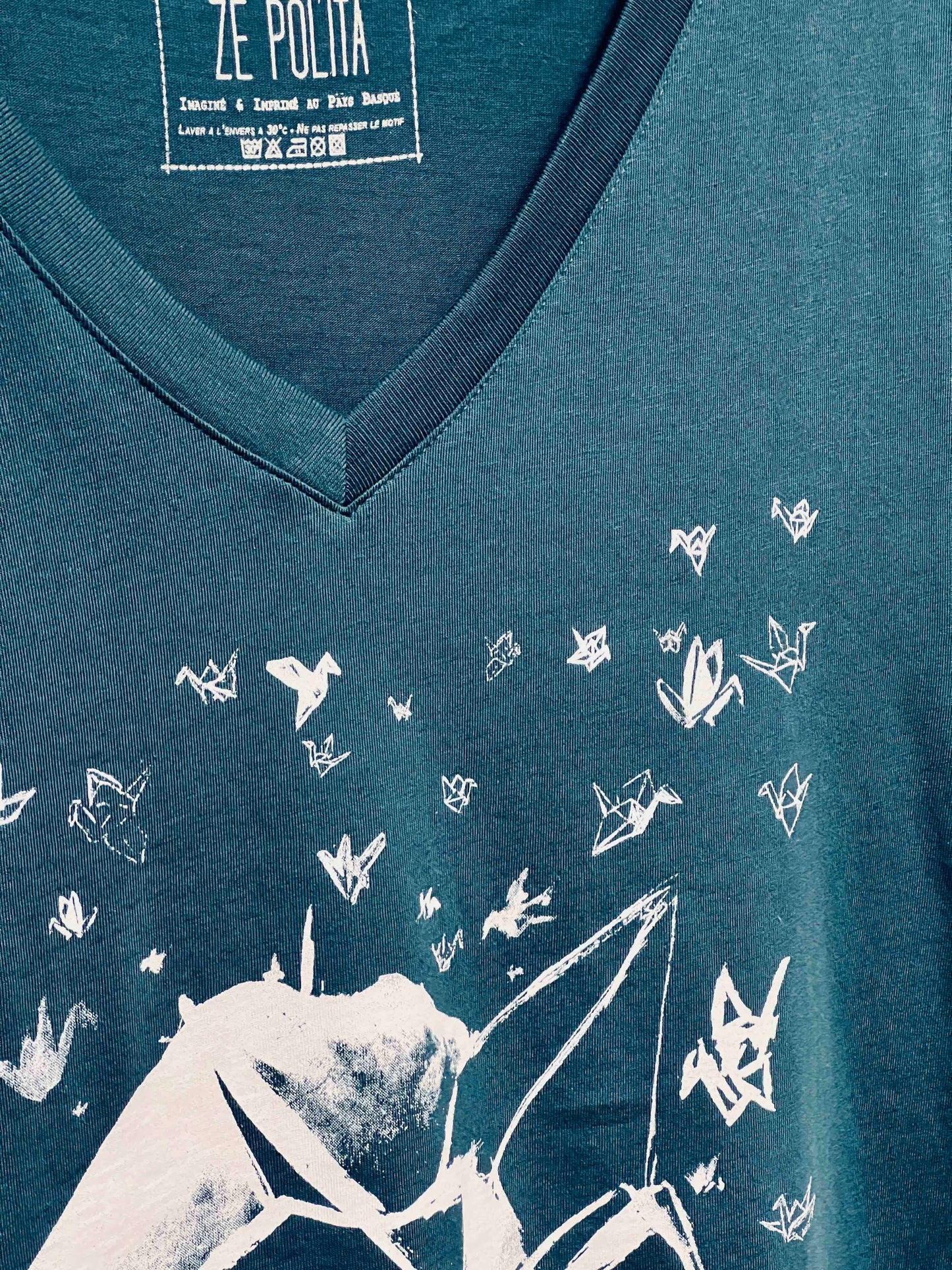 T-shirt femme col V - 1000 GRUES SUR LA RHUNE
