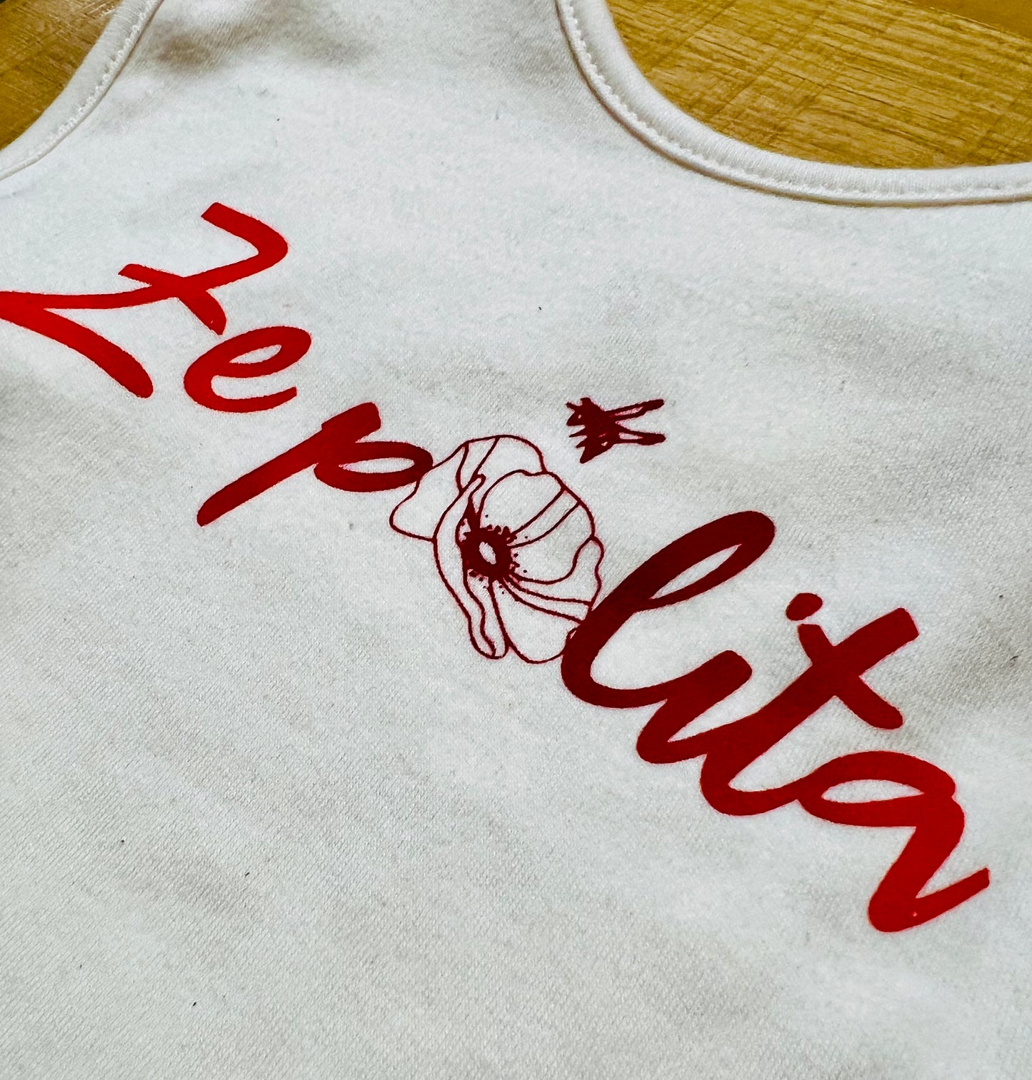 Bavoir coton bio ZE POLITA coquelicot
