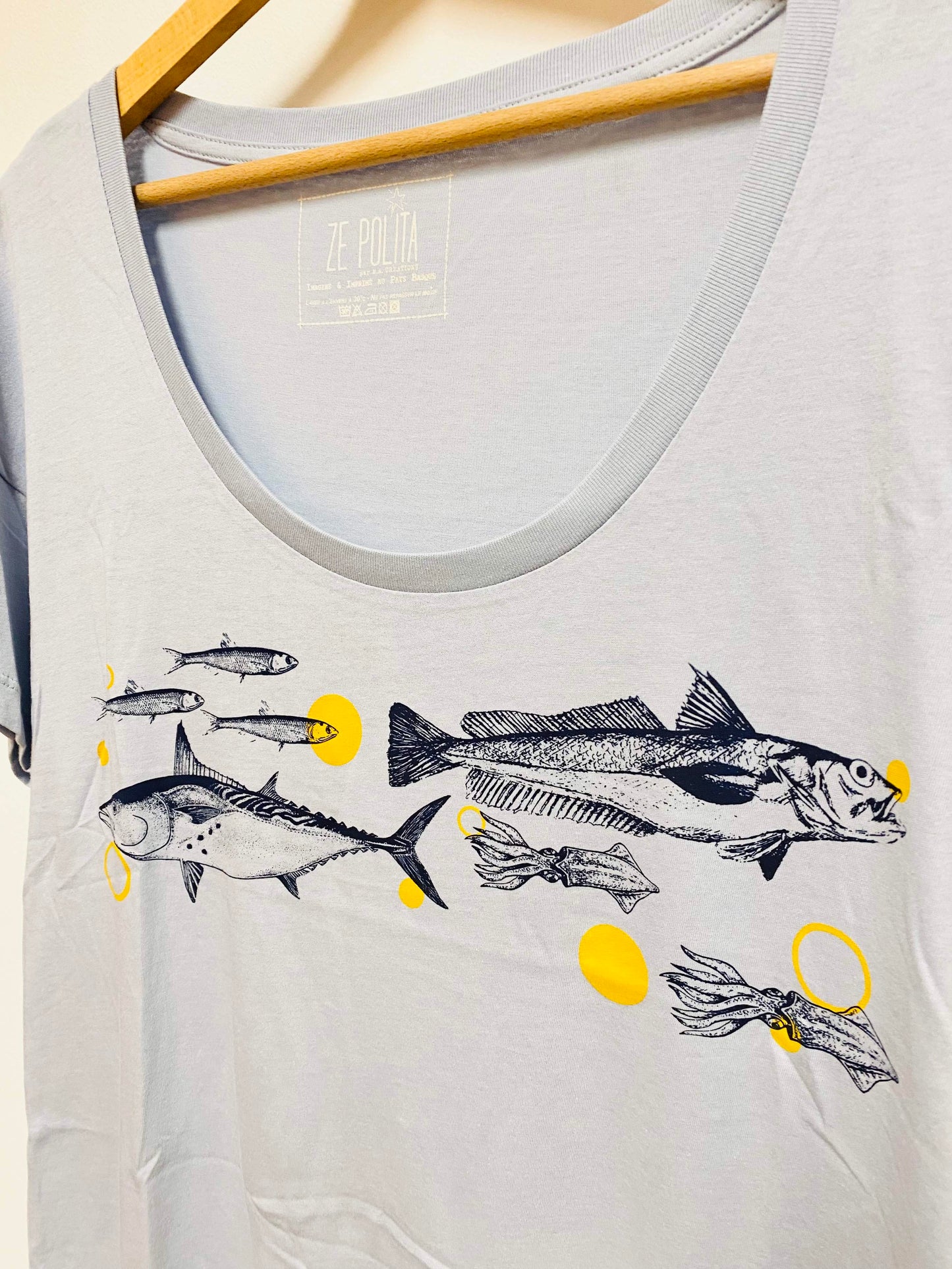 T-shirt col rond décolleté femme - FRITURE DU JOUR BONJOUR