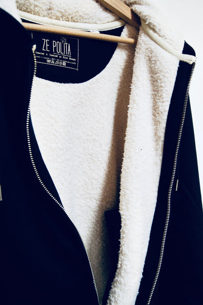 Veste Sweatshirt à capuche UNISEXE entièrement doublée SHERPA - PIRATE DE PAPIER