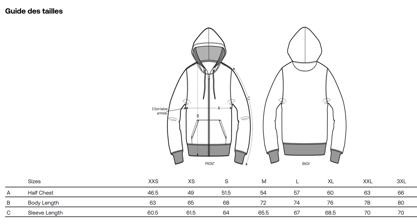Veste sweat zippée à capuche UNISEXE - 1000 GRUES SUR LA RHUNE