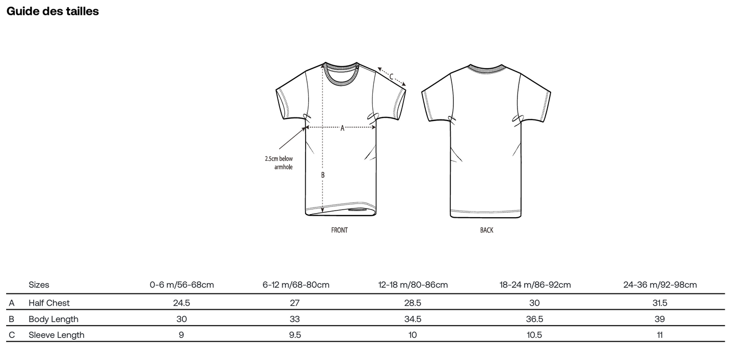 Camiseta de manga corta para bebé MUXU/BISOU