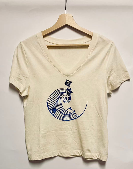 T-shirt femme col V - PIRATE DE PAPIER