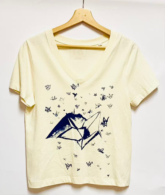 T-shirt femme col V - 1000 GRUES SUR LA RHUNE