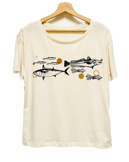 T-shirt femme col rond fluide - FRITURE DU JOUR BONJOUR