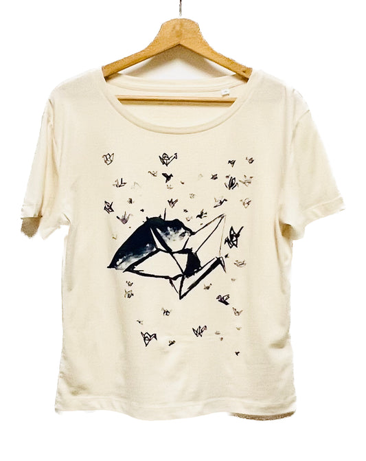 T-shirt femme col rond fluide - 1000 GRUES SUR LA RHUNE