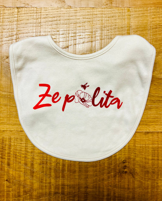Bavoir coton bio ZE POLITA coquelicot