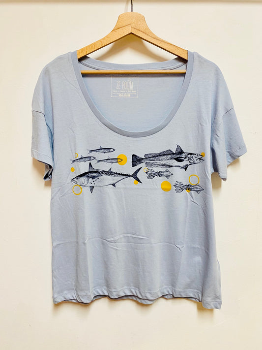 T-shirt col rond décolleté femme - FRITURE DU JOUR BONJOUR