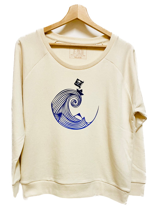 Sweat femme col bateau coupe confortable - PIRATE DE PAPIER