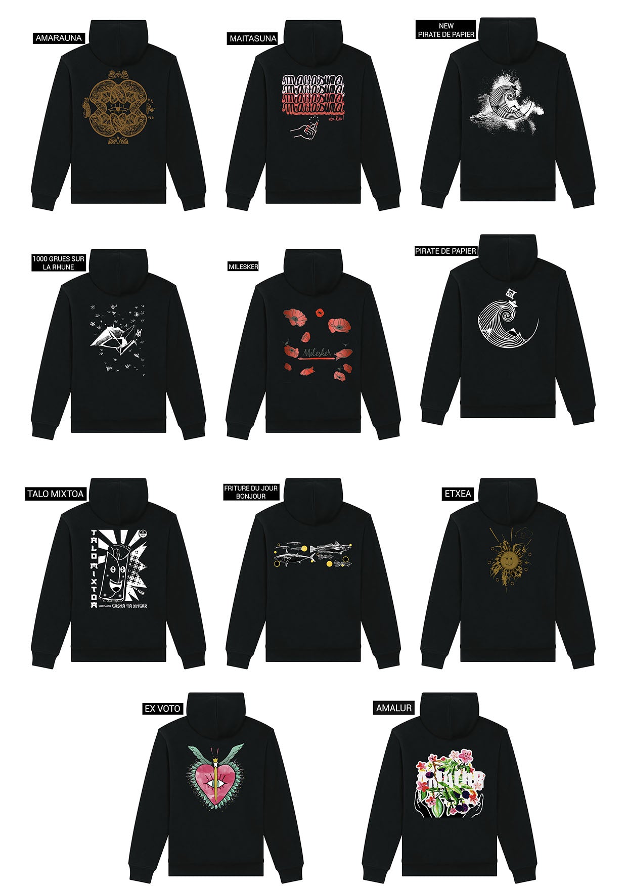 Veste Sweatshirt à capuche UNISEXE entièrement doublée SHERPA _ NOIRE - SUR COMMANDE A PERSONNALISER