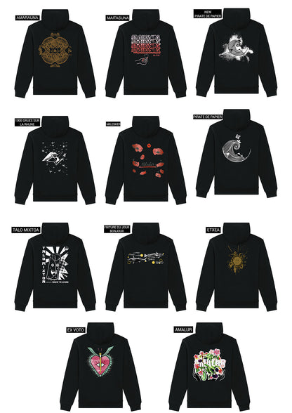 Veste Sweatshirt à capuche UNISEXE entièrement doublée SHERPA _ NOIRE - SUR COMMANDE A PERSONNALISER